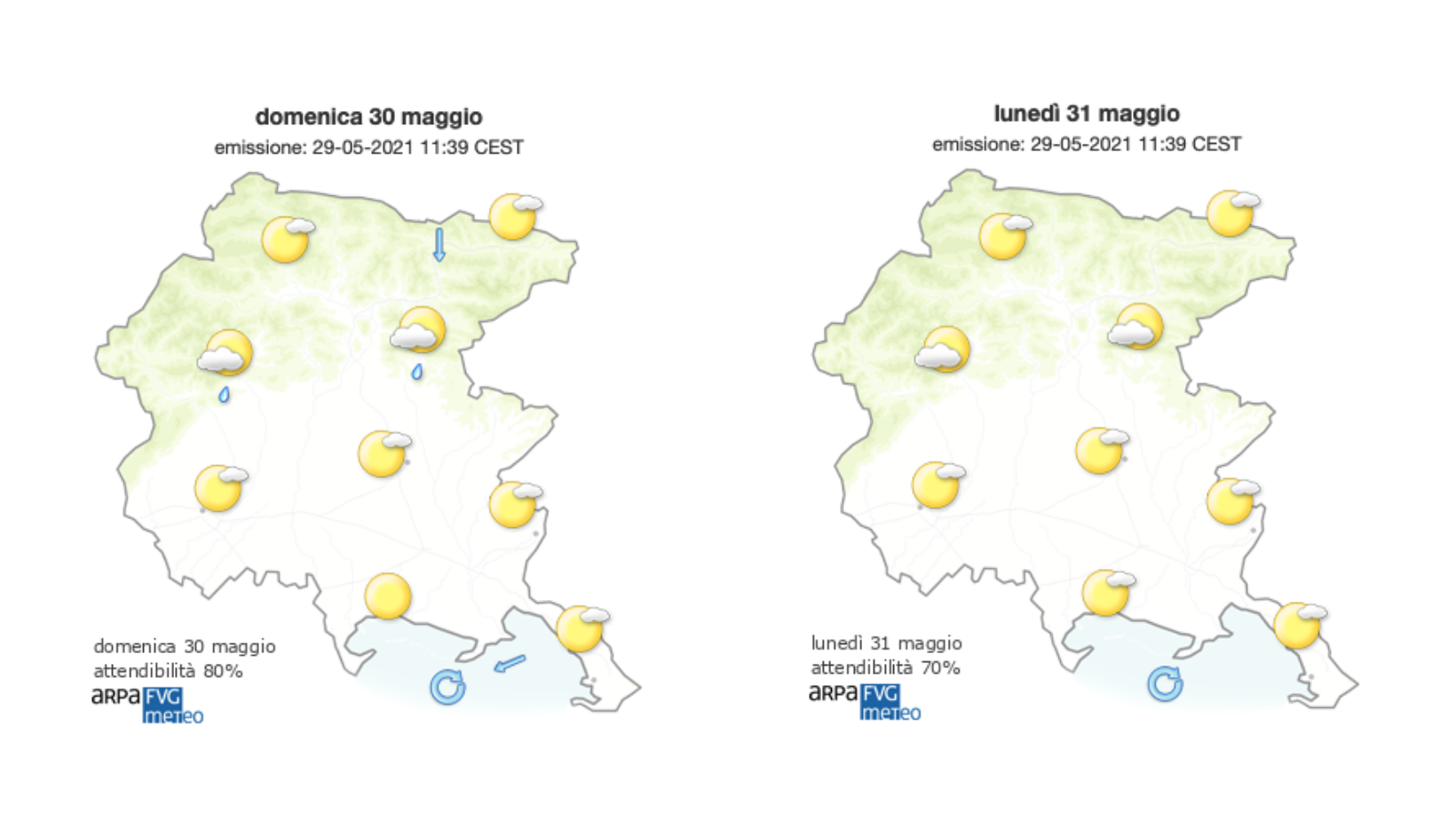 Immagine per Prosegue il sole e caldo sul Goriziano, c'è Bora sulla costa